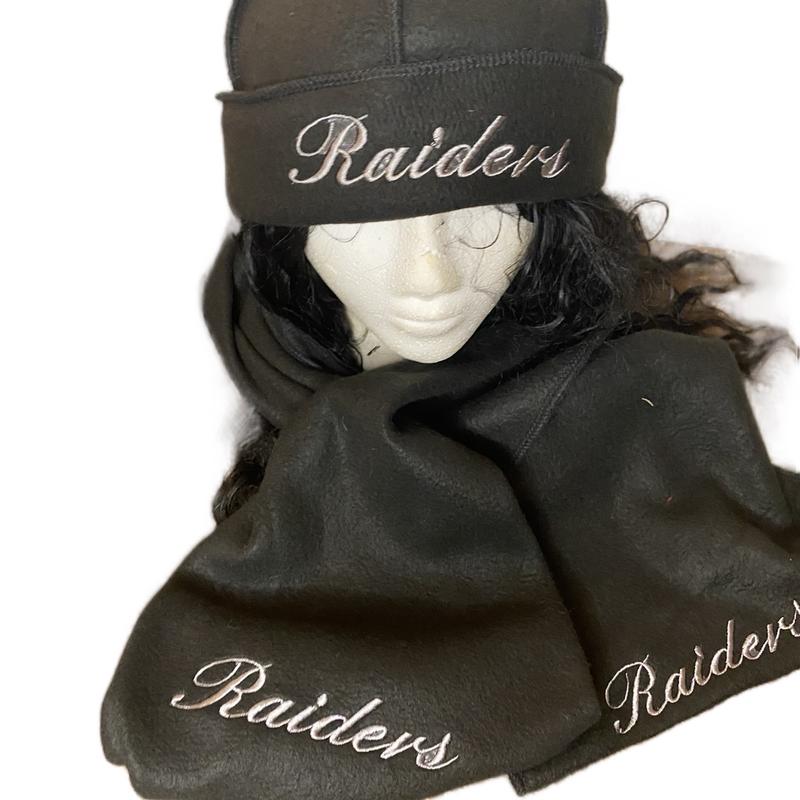 Raiders hat and beanie set long scarf