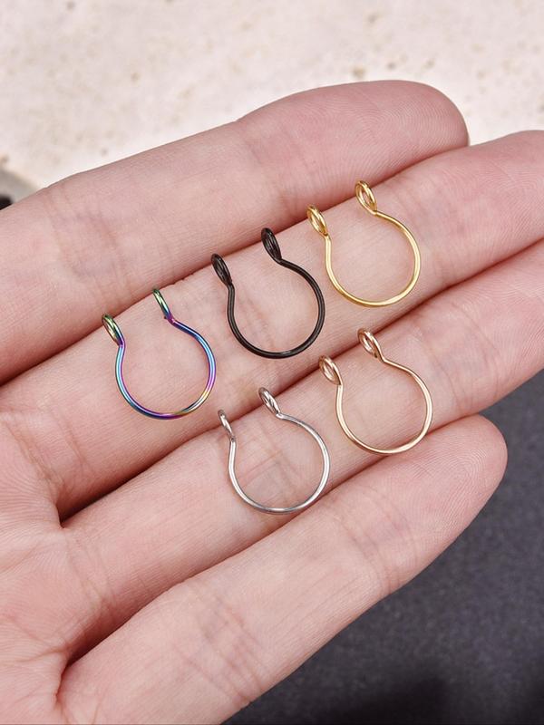 5pcs Stainless Steel Nose Cuff, U-shaped Fake Nose Rings, Casual Trendy Body Jewelry for Daily & Party Wear