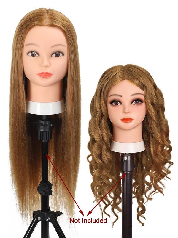 Long Straight Hair Wig Model Head,  Hair Wig Model Head with Table Clamp Holder for Hairdresser Practice, Hair Styling Braiding Cutting Practice Head