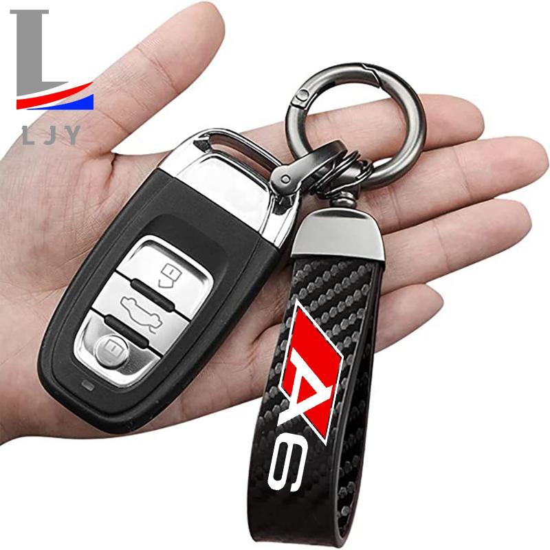 Car Keychain, Car Keychain with PU Leather Strap, Universal Keychain for Audi A3 A4 A5 A6 A7 A8 Q2 Q3 Q5 Q7