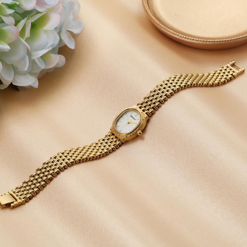 BERNY Women's Vintage Gold Bracelet Watch - Elegant Stainless Steel Mini Quartz Wristwatch, 3ATM Waterproof, High-Quality Classic Fashion Watch for Women