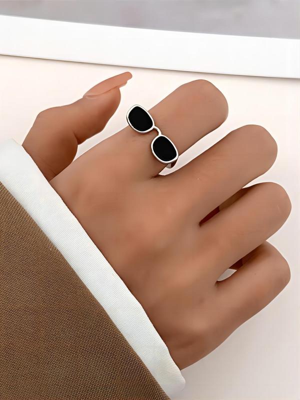 Fashion Trendy Eyeglasses Design Cuff Ring For Men & Women, Unique Copper Accessories For Daily For Gift