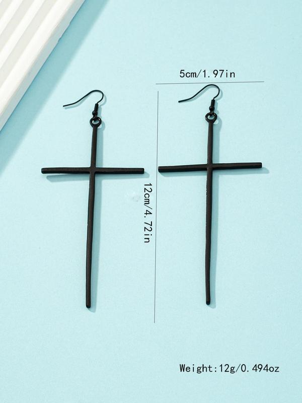 Women's Street Trend Cross Charm Dangle Earrings, 1 Pair Trendy Minimalist Dangle Earrings, Chic Exaggerated Jewelry for Party Decor