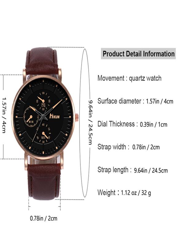 Men's Watch & Jewelry Set, Fashion Round Dial Analog Quartz Watch & Chain Bracelet & Cross Necklace & Ring, Jewelry Set for Party, Daily Decor, Exquisite Watch Set for Gift