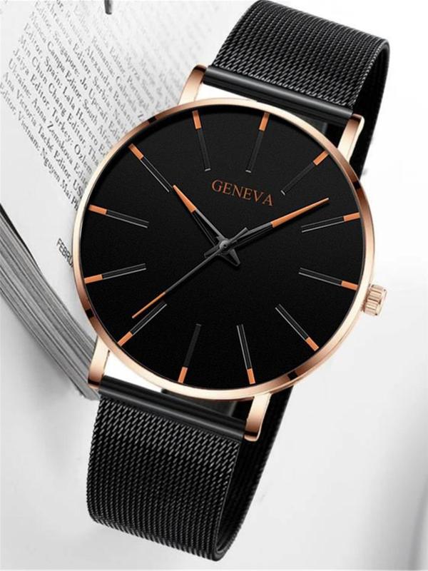 Men's Round Dial Pu Leather Analog Quartz Watch, Minimalist Business Style Quartz Watch, Simple Design Leisure Style Analog Quartz Watch for Gifts for Daily Used & Work Office, Temperament All-match Quartz Watch Without Box