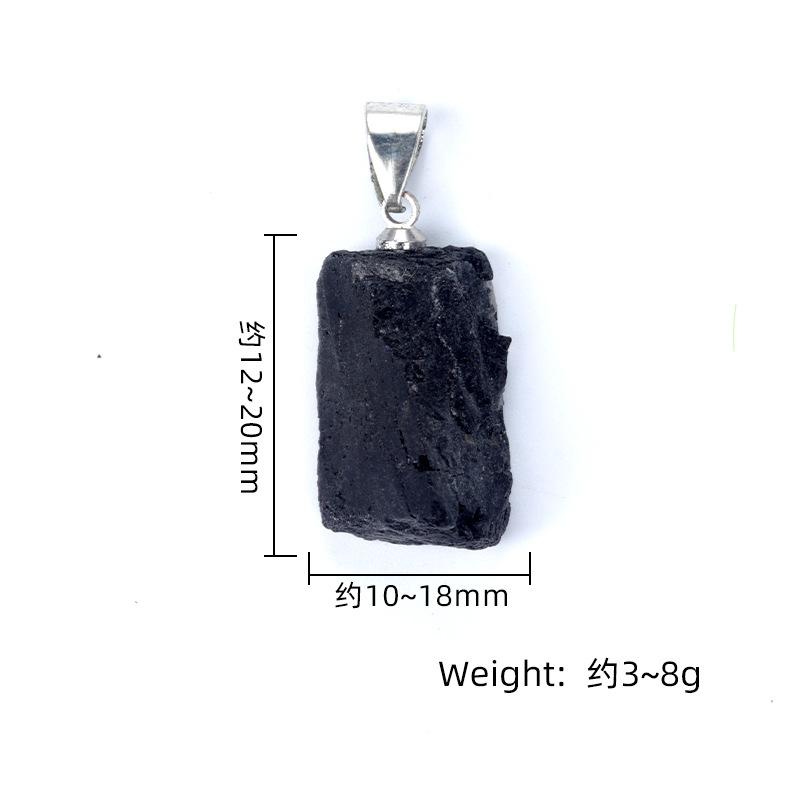 Black Tourmaline Rough Stone Pendant Natural Crystal Irregular Pendants with Shape Tourmaline Ore Specimen Necklace