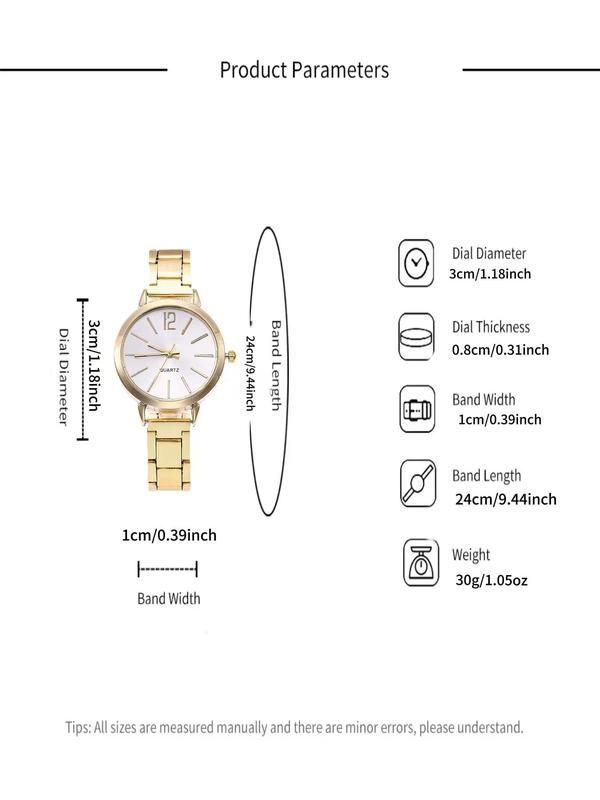 Women's Elegant Fashion Round Dial Analog Quartz Watch, 2024 New Style Casual Trendy Wristwatch, Trendy All-match Watch As Gift for Girlfriend without Box