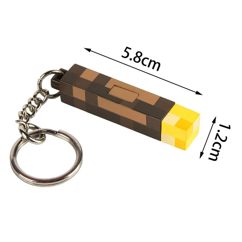 MC Minecraft Torch Keychain Funny Keyring Backpack Hanging Pendant Funny Birthday Gift