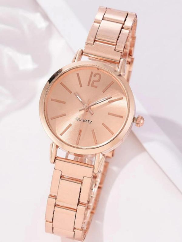 Women's Elegant Fashion Round Dial Analog Quartz Watch, 2024 New Style Casual Trendy Wristwatch, Trendy All-match Watch As Gift for Girlfriend without Box