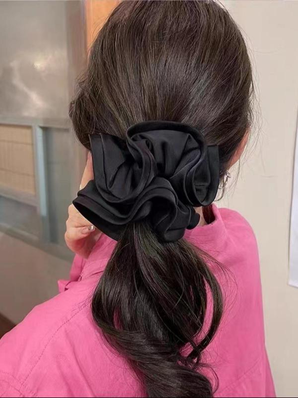 Solid Color Ruched Design Hair Tie, High Stretch Scrunchie, Casual Simple Hair Accessories for Women & Girls, Minimalist Headwear Suitable for Thick Hair