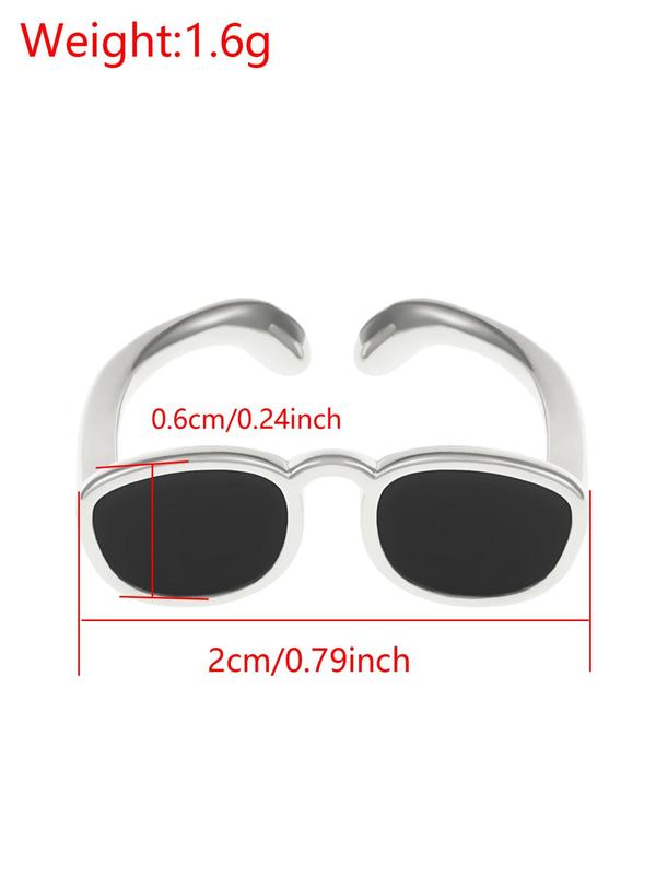 Fashion Trendy Eyeglasses Design Cuff Ring For Men & Women, Unique Copper Accessories For Daily For Gift