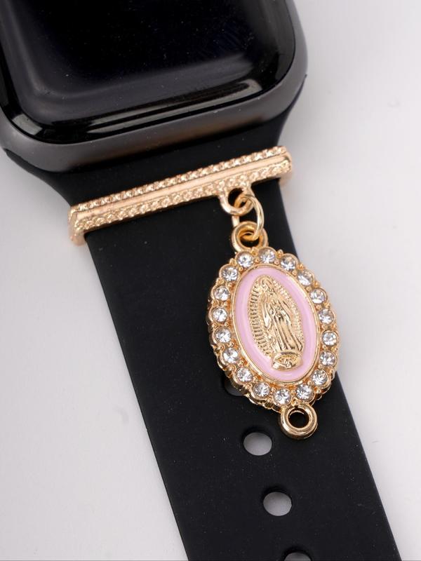 Rhinestone Decor Virgin Mary Watch Band Decorative Ring, Fashion Watch Band Design Ring for Women & Girls, Trendy Exquisite Watch Accessories for Birthday Gift