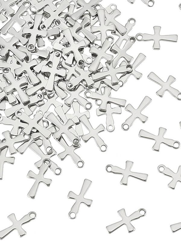 Stainless Steel Cross Charms, 100pcs Fashionable Cross Charms for DIY Jewelry Making, Trendy All-match & Exquisite DIY Jewelry for Birthday Gift