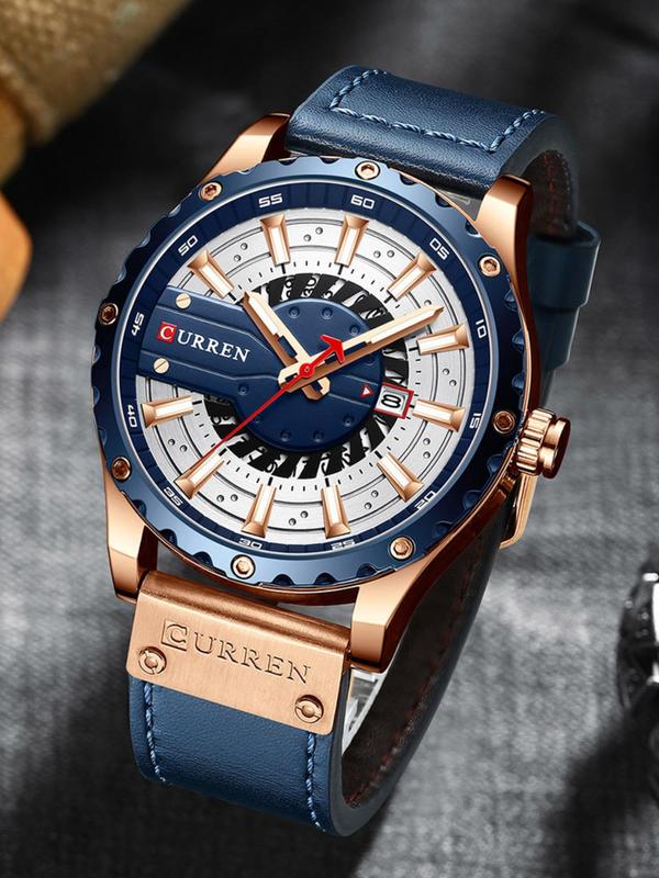 Men's Business Fashion Round Dial Quartz Watch, Fashion Watch for Party, Daily Clothing Decor, Trendy All-match & Exquisite Watch for Birthday Gift with Box