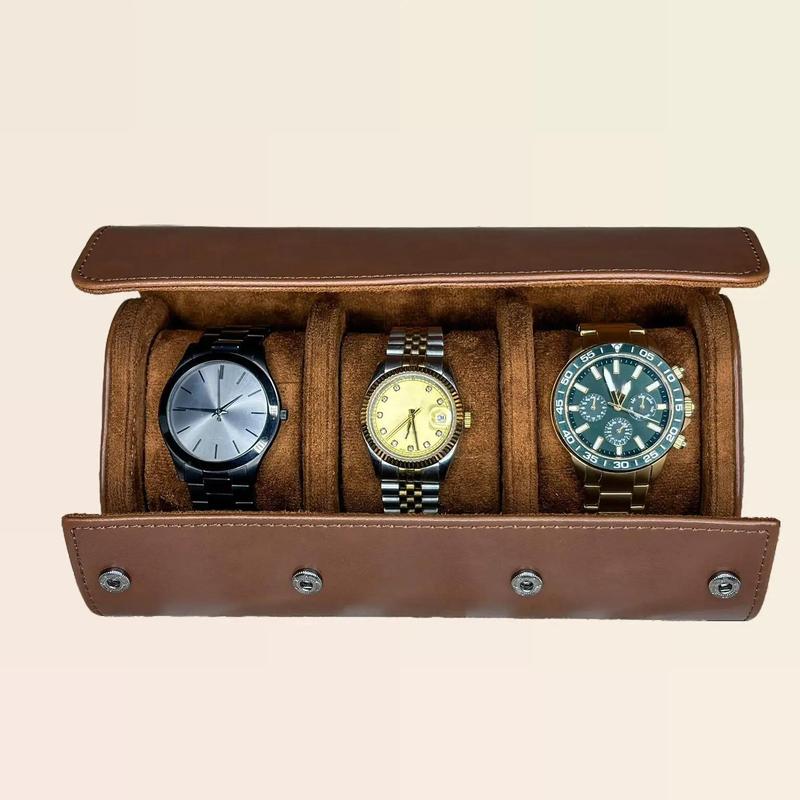 Five Star Leather Watch Case for Men and Women - Sculpted to Hold Up to Three Watches multi-function unisex Travel Luggage carry-on luggage