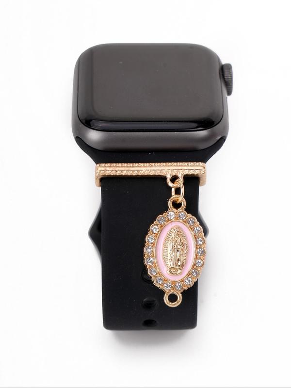 Rhinestone Decor Virgin Mary Watch Band Decorative Ring, Fashion Watch Band Design Ring for Women & Girls, Trendy Exquisite Watch Accessories for Birthday Gift