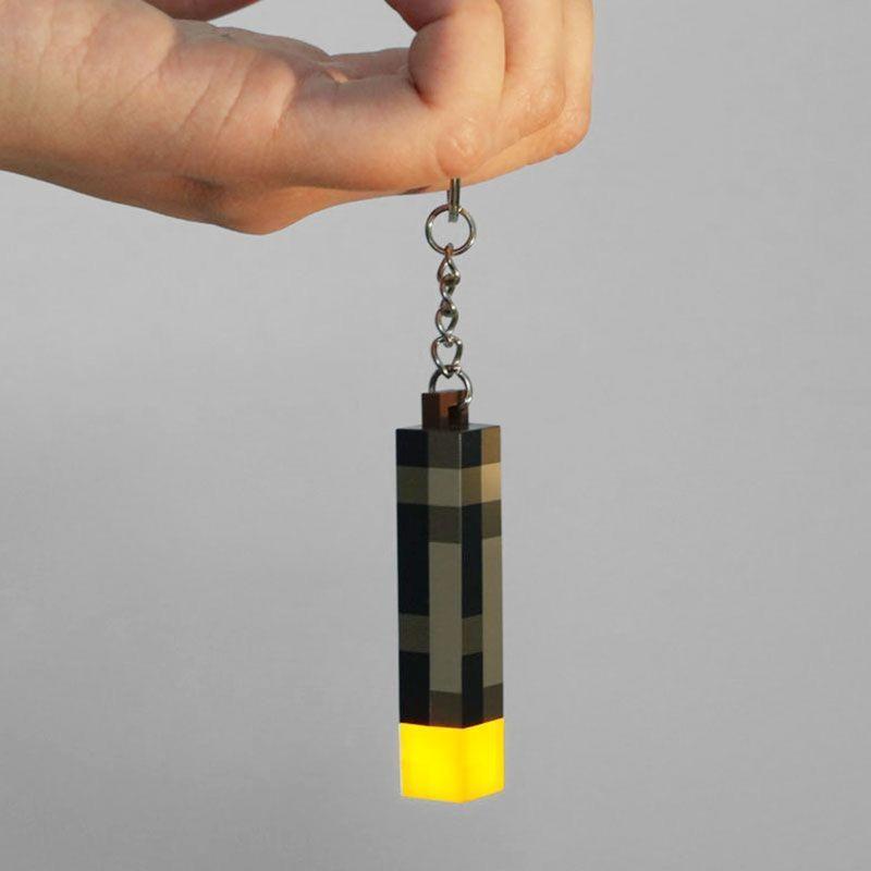 MC Minecraft Torch Keychain Funny Keyring Backpack Hanging Pendant Funny Birthday Gift