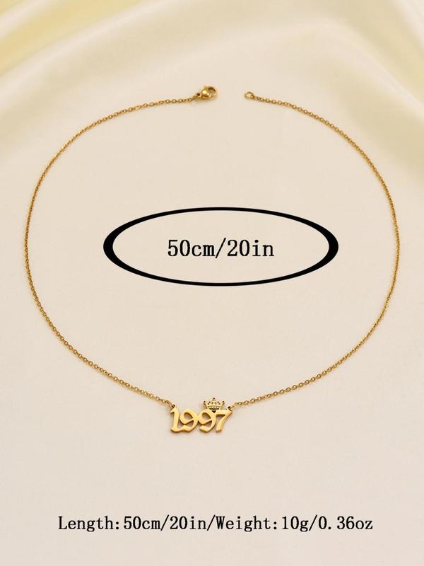 Vintage Crown & Letter Detail Pendant Necklace for Women, Fashion Jewelry for Party, Daily Clothing Decor, Trendy All-match & Exquisite Jewelry for Birthday Gift