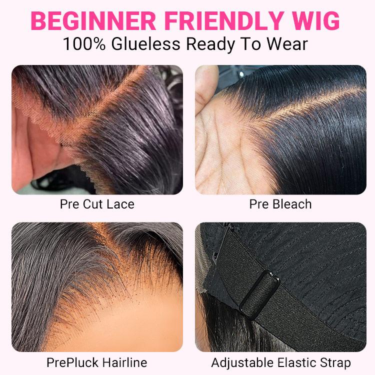 Ready And Go Bob Wigs Human Hair Straight Short Bob Wig Pre Cut 7x4 Lace Closure Wig 7x5 Bob Wig Pre Bleached Pre Plucked Glueless Wig Wiggins Hair