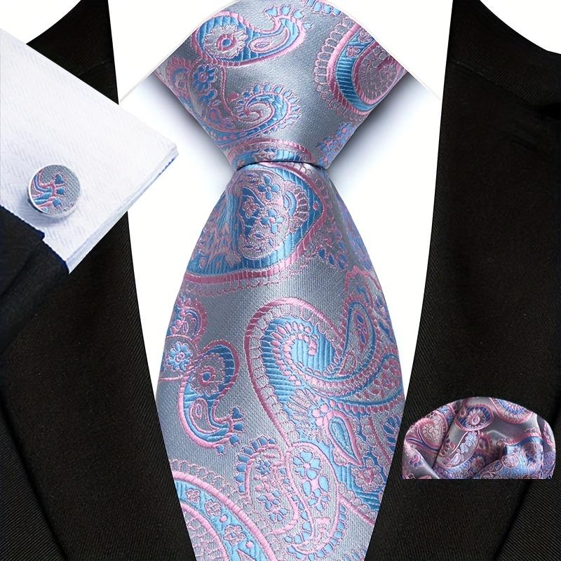 Three Men's Ties, Cufflinks and Handkerchief Suit, Ideal for Business Occasions, Great Choice for Gifts