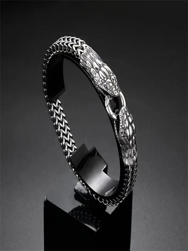 Punk Style Snake Design Stainless Steel Bracelet, Fashion Jewelry for Party, Daily Clothing Decor, Trendy All-match & Exquisite Jewelry for Birthday Gift