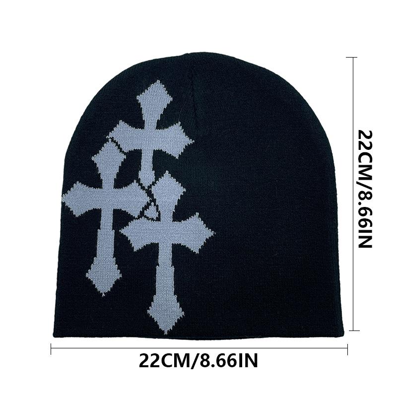 1 knitted hat for men and women cross jacquard hat Popular hip hop hat Outdoor sports trend street, suitable for four seasons wear hat unisex beanie