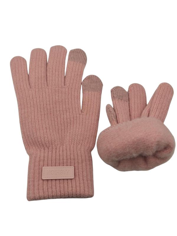 Women's Solid Touchscreen Thermal Design Lined Gloves, Casual Soft Comfortable Gloves for Fall & Winter, Fashion Accessories for Women & Girls