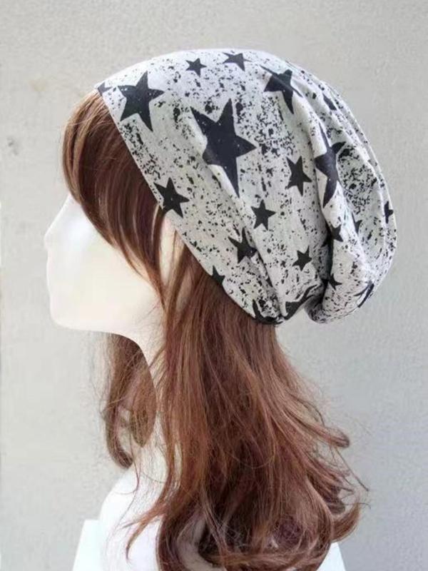 Trendy Star Pattern Beanie Hat, Street Trend Beanie Hat, Casual Outdoor Sports Hat for Men & Women