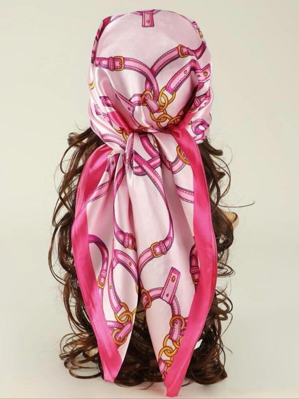 Women's Elegant Chain Print Satin Scarf, Fashionable Soft Comfortable Scarf for Daily Wear, Casual Versatile Scarf for Women