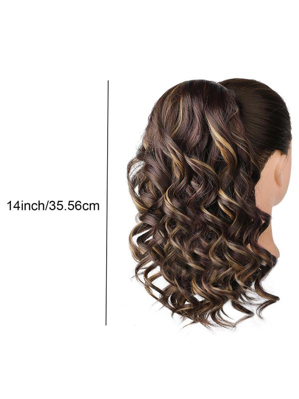 14 Inch Short Curly Ponytail Extension, Natural Looking Fluffy Synthetic Drawstring Ponytail Hairpiece for Women, Clip in Ponytail Hair Extensions Hairstyles Ideas