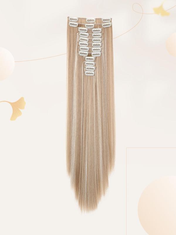 20 Inch Long Straight Hair Extension, 1 Pack 12pcs Clip in Hair Extensions Wigs for Women, 2024 Synthetic Hair Extensions for Daily Use, Striking Natural Fluffy Hairpiece