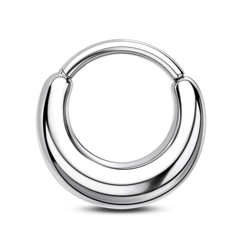 Paula's Design Silver Aura Titanium 16G False Stretched Thick Septum Clicker Ring