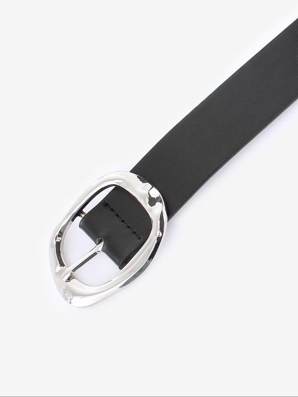 Women's Fashionable Solid Color PU Buckle Belt, Casual Waistband for Jeans Trousers, Trendy All-match & Exquisite Belt for Birthday Gift