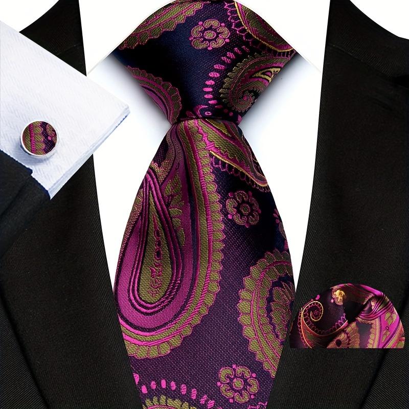 Three Men's Ties, Cufflinks and Handkerchief Suit, Ideal for Business Occasions, Great Choice for Gifts