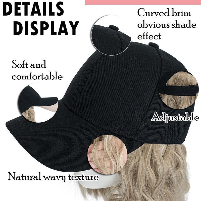 8inch Bob Hair With Baseball Cap Wave Curly Hair Hat Wigs Short Synthetic Hair Extensions For Women