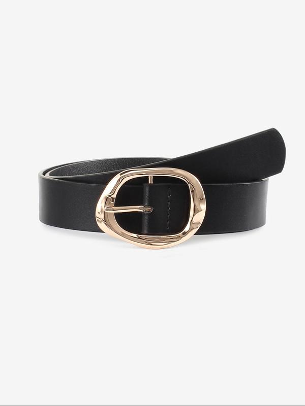 Women's Fashionable Solid Color PU Buckle Belt, Casual Waistband for Jeans Trousers, Trendy All-match & Exquisite Belt for Birthday Gift