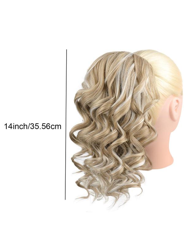 14 Inch Short Curly Ponytail Extension, Natural Looking Fluffy Synthetic Drawstring Ponytail Hairpiece for Women, Clip in Ponytail Hair Extensions Hairstyles Ideas