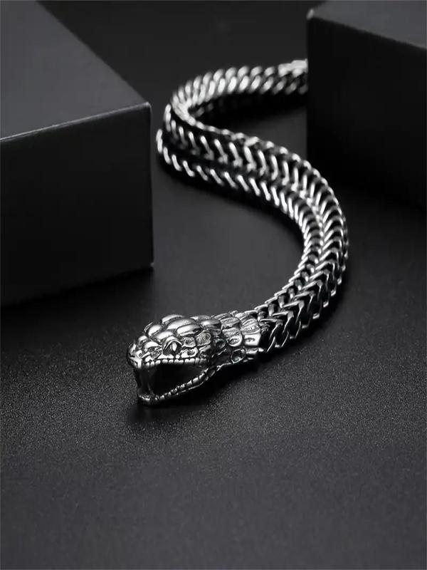 Punk Style Snake Design Stainless Steel Bracelet, Fashion Jewelry for Party, Daily Clothing Decor, Trendy All-match & Exquisite Jewelry for Birthday Gift