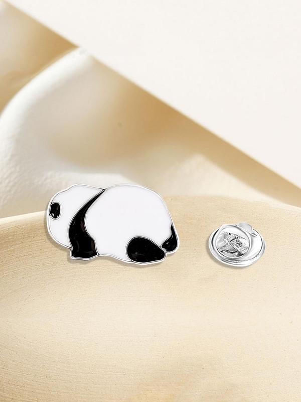 Unisex Colorblock Cute Panda Design Brooch, Fashionable Novelty Panda Design Brooch for Family & Friends for Gift