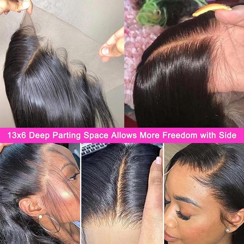 Lemoda 13x6 Full Lace Frontal Wig 180 Density Straight 13x4 Lace Front Wigs Human Hair Transparent Lace Pre Plucked 12A Brazilian Virgin Human Hair Wigs for Women