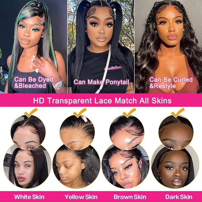 Lemoda 13x6 Full Lace Frontal Wig 180 Density Straight 13x4 Lace Front Wigs Human Hair Transparent Lace Pre Plucked 12A Brazilian Virgin Human Hair Wigs for Women