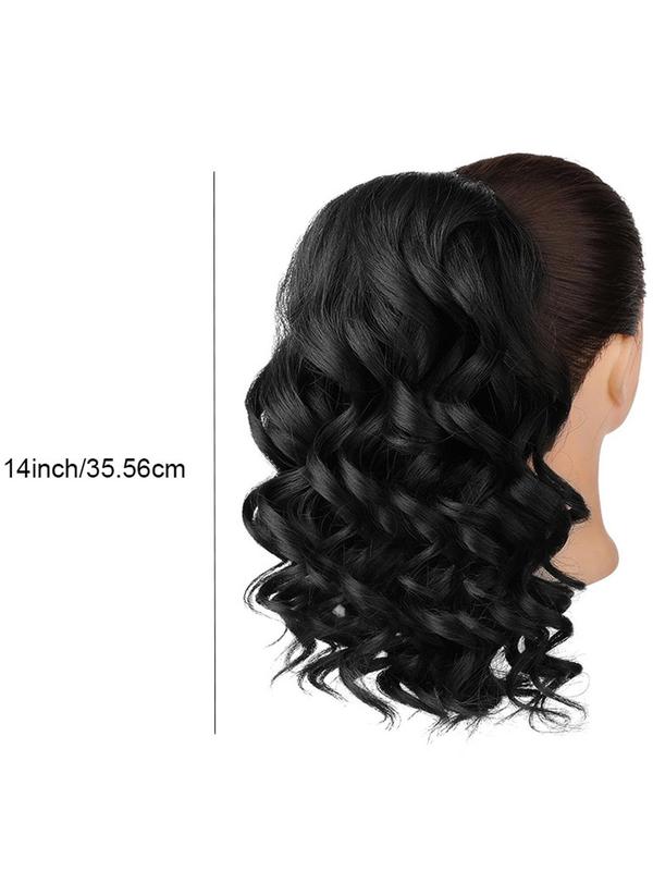 14 Inch Short Curly Ponytail Extension, Natural Looking Fluffy Synthetic Drawstring Ponytail Hairpiece for Women, Clip in Ponytail Hair Extensions Hairstyles Ideas