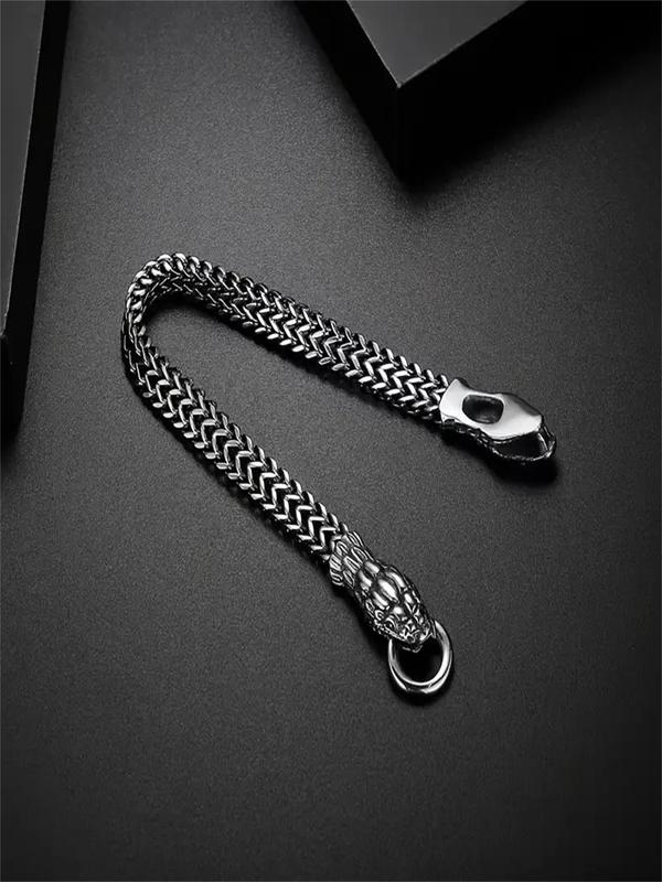 Punk Style Snake Design Stainless Steel Bracelet, Fashion Jewelry for Party, Daily Clothing Decor, Trendy All-match & Exquisite Jewelry for Birthday Gift