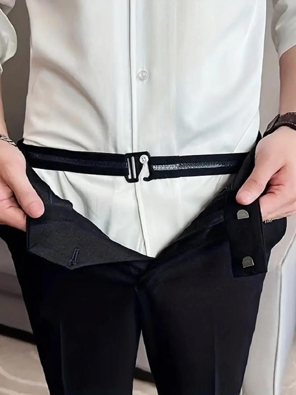 Men's Business Solid Color Buckle Belt, Fashion Zinc Alloy Belt for Dress & Jeans, Silicone Non-slip Trendy All-match & Exquisite Fixed Elastic Belt for Birthday Gift