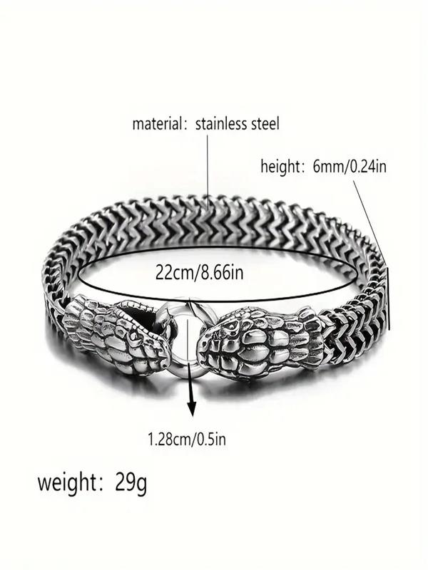 Punk Style Snake Design Stainless Steel Bracelet, Fashion Jewelry for Party, Daily Clothing Decor, Trendy All-match & Exquisite Jewelry for Birthday Gift