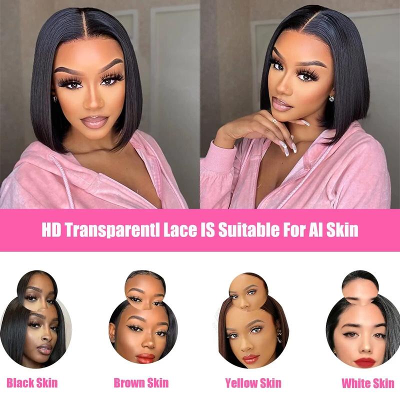 Ready And Go Bob Wigs Human Hair Straight Short Bob Wig Pre Cut 7x4 Lace Closure Wig 7x5 Bob Wig Pre Bleached Pre Plucked Glueless Wig Wiggins Hair