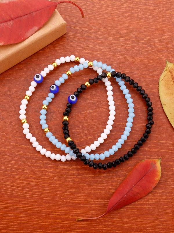 3pcs set Unisex Trendy Vintage Evil Eye Bracelets, 2024 New Vintage Bead Bracelets, Fashionable Jewelry for Women & Men As Birthday Gift