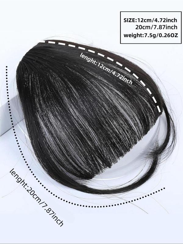 8 Inch Short Straight Bangs, Synthetic Hair Extensions for Women, Clip in Bangs Front Neat Bangs Hairpiece, Synthetic Fake Hair Piece Bangs for Women