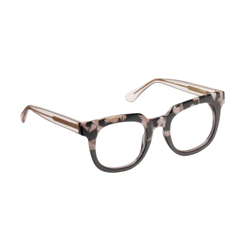 Peepers Showbiz Blue Light Filtering Crystal Finish Square Shape Gold Wire Temple Fashion Eyewear