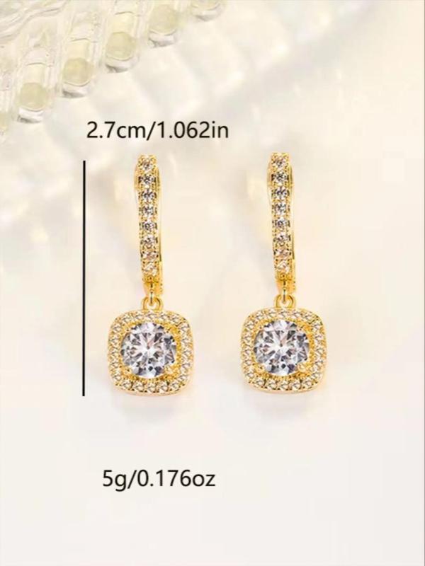 Casual Rhinestone Decor Dangle Earrings for Galentine's Party Style, Elegant All-match Jewelry for Girls Gift, Female Classic Fashion Accessories for Daily Wear